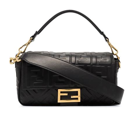 fendi baguette black leather bag.